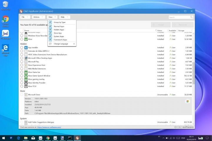 Windows 10 aplicaciones nativas quitar el & AppBuster