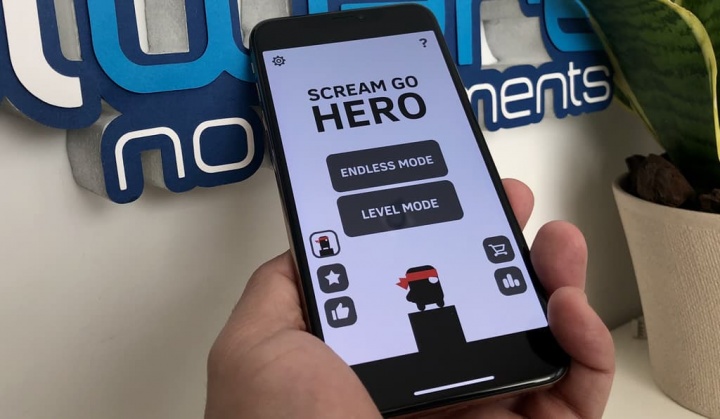 Imagen del juego Scream Go Hero: Eighth Note Yasuhati. Tiene que gritar para controlarlo