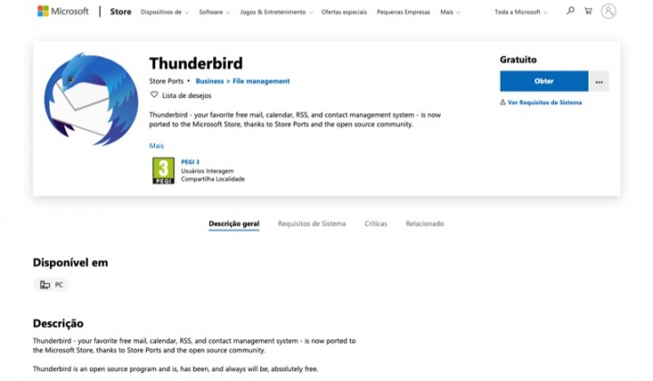 Thunderbird Mozilla aplicaciones Microsoft tienda