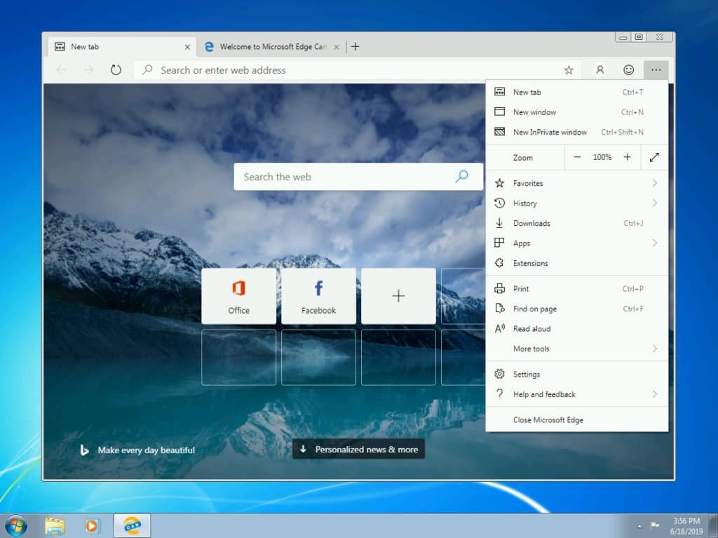 Edge Microsoft explorador de Windows 7 Chromium