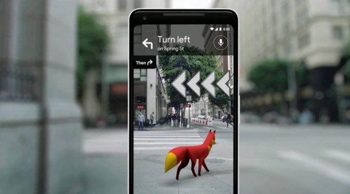 Teléfono inteligente Android de realidad aumentada Google Maps