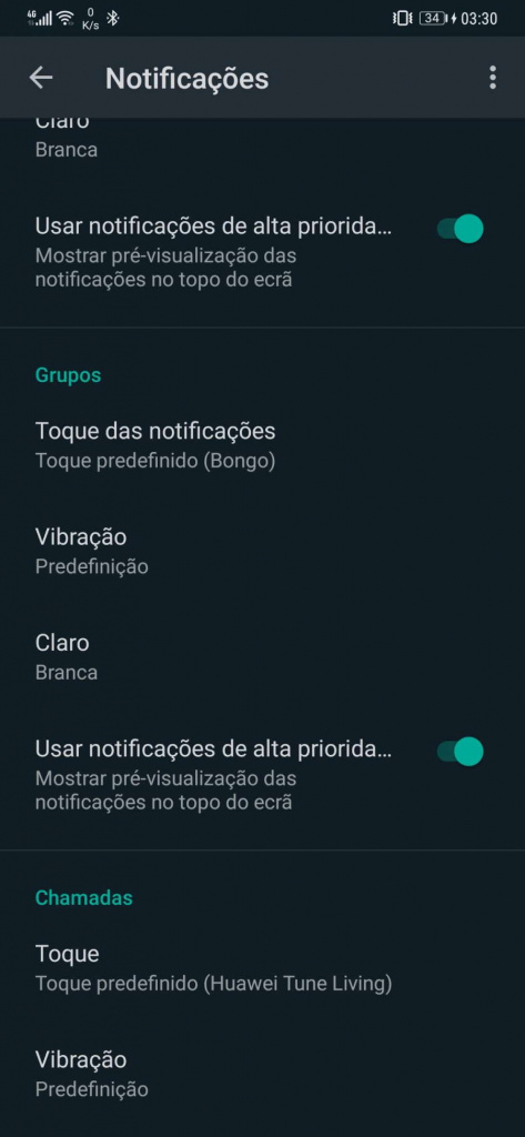 Mensajes de alertas de configuración de notificaciones de WhatsApp