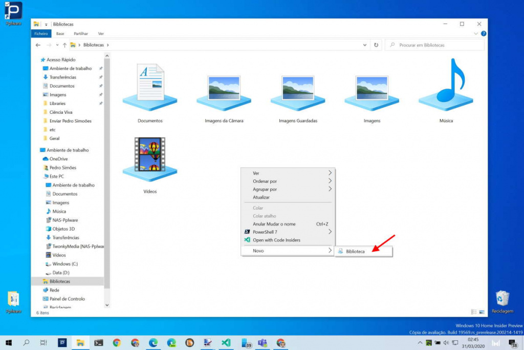 Carpetas de archivos de usuarios de bibliotecas de Windows 10