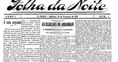Lo que decía la portada de Folha hace 100 años