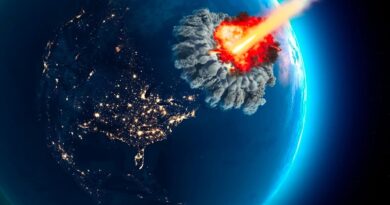 ilustra莽茫o asteroide a colidir com a Terra