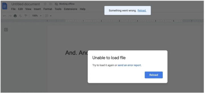 Google Docs y problema de error
